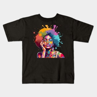 Afrocentric Woman Multicolored Painting Kids T-Shirt